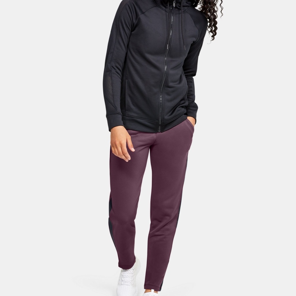 NWT Women's Under Armour Tech Terry Pants 1347423 XS  Wine/Black